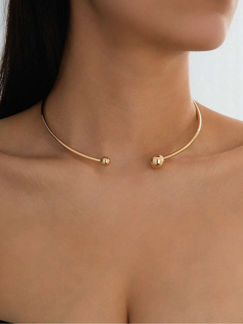 Minimalist Gold Open Collar Necklace NEW